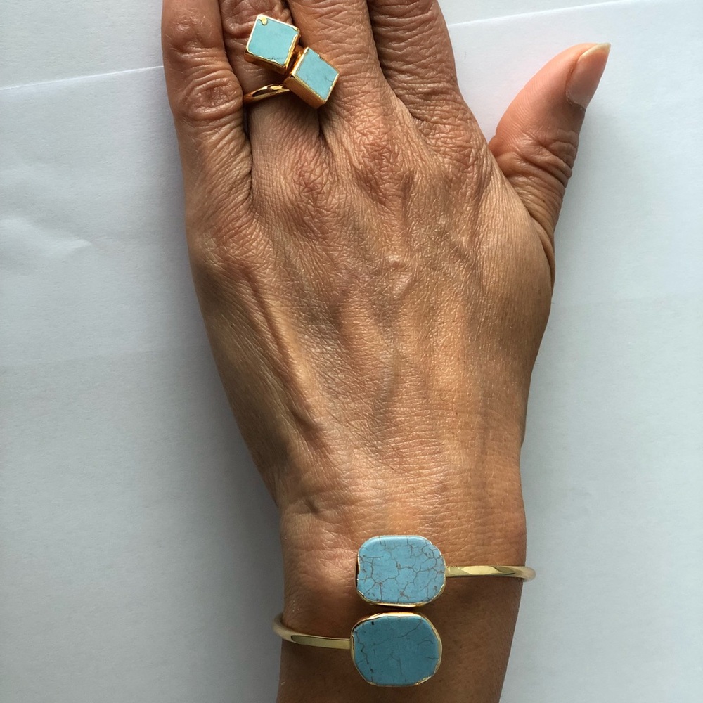 Women’s Bracelet Bangles 24k Gold And Turquoise
